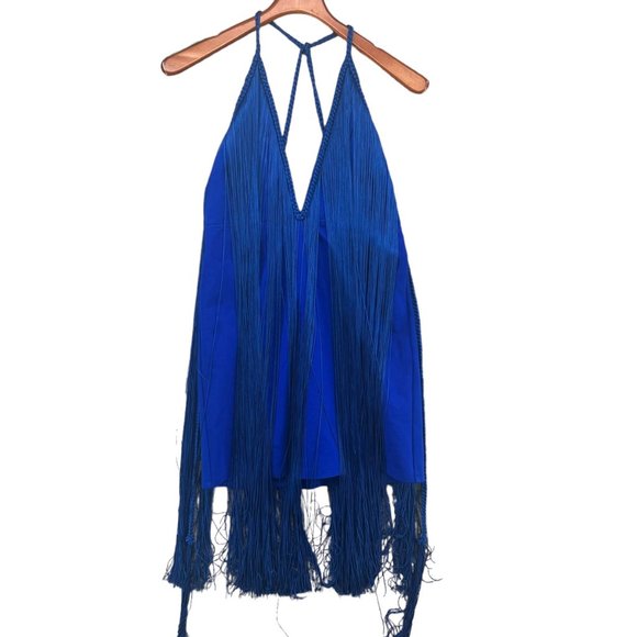 Free People Fringe Element Mini Bodycon Dress Blue Sleeveless Size S - Picture 12 of 16